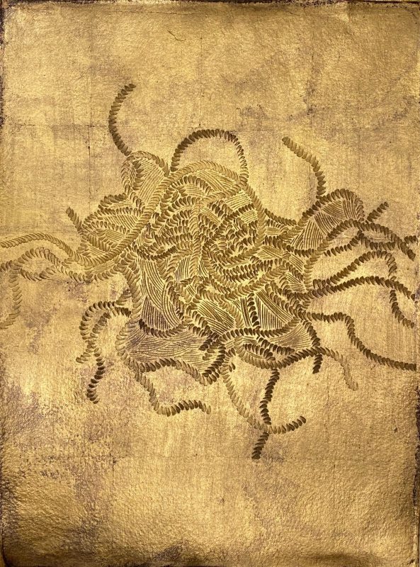 PAPIER ARTISANAL, FEUILLE D'OR, ARTISTE CONTEMPORAIN, ART