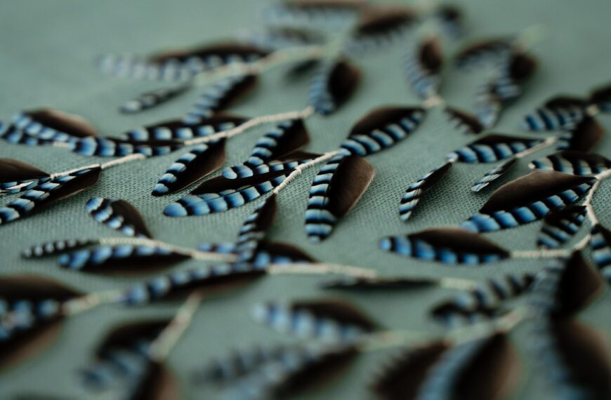 feather, feather art, embroidery, French artisan, Lucile Vilaine